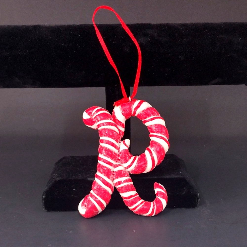 Candy Cane Initial Christmas Ornament Gift